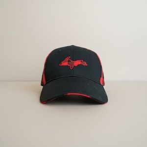 JACOBSON HAT Black Trucker Baseball Cap Michigan's UP silhouette buffalo plaid